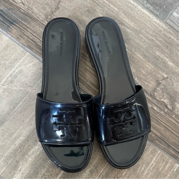 TORY BURCH Eleanor Jelly Slide Sandals In Black size 8 - Picture 5 of 13